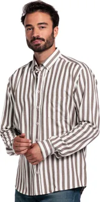 Produktbild von Giordano lässiges braunes Hemd mit Button-Down-Kragen, langen Ärmeln und Brusttasche