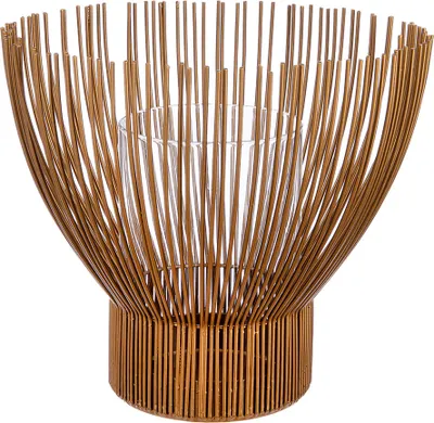 Image de GILDE Windlicht, "Nosta", Glas, Metall, goldfarben, VE 2, H. 20,5 cm, D. 22 cm