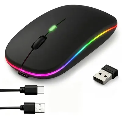 Zdjęcie produktu dla Bezprzewodowa mysz dwumodowa, Bluetooth i USB (2.4 GHz) z podświetleniem LED, kolor czarny