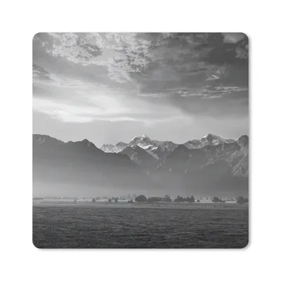 Produktbild von MuchoWow® Mauspad Mousepad Neuseeland - Feld - Schwarz - Weiß 20x20 cm - Mousepads - Maus Mat - Pad - Mausunterlage - Desk Mat - Bureauartikeln