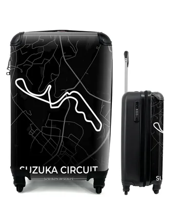Produktbild von MuchoWow® Koffer Handgepäck Trolley Rollkoffer Kleine Reisekoffer mit 4 Rollen - F1 - Rennsport - Japan - Suzuka Circuit - Rennstrecke - Schwarz - Cabin Size < 55x40x23 cm & 55x40x20 cm - Fotokoffer - Kabinenkoffer - Boardgepäck - Reise-Box - Reisekoffer - Reisegepäck - Koffer mit Bild - Trolley für Kinder