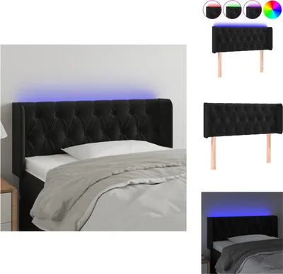 Produktbild von vidaXL LED Kopfteil Schwarz 103x16x78/88 cm Samt -  Kopf- & Fußenden
