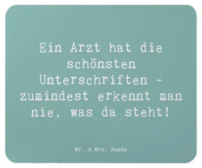 Produktbild von Mr. & Mrs. Panda Mauspad Spruch Arzt Unterschrift - Meeresbrise - Geschenk, mousematte, kreative Geschenke, Unterschriften, Wertschätzung, Beruf, personalisierte