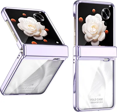 Produktbild von Hülle für Honor Magic V Flip Ultradünne Überzug Kristall Klar Schutzhülle mit Scharnierschutz Lila