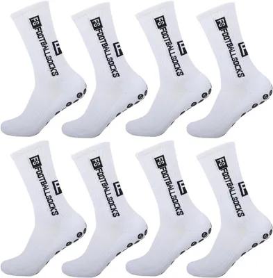 Productafbeelding van Voetbalsokken, 8 paar, ademend, antislip, maat 37-45, wit, voor sport