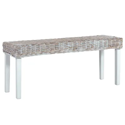 Produktbild von Cloris Designermöbel Sitzbank 110 cm Weiß Natur Kubu-Rattan und Massivholz Mango 2024 Neu