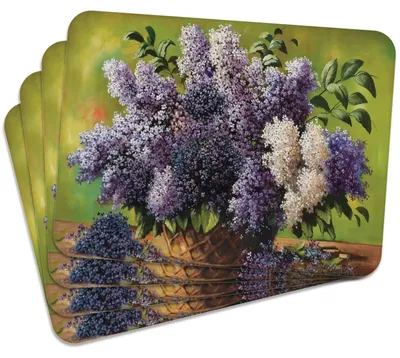 Produktbild von MG Design Set aus 4 Kork-Platzsets - Lilacs 2 - 30 x 40 cm - hitzebeständig & abwischbar, mit Korkrückseite