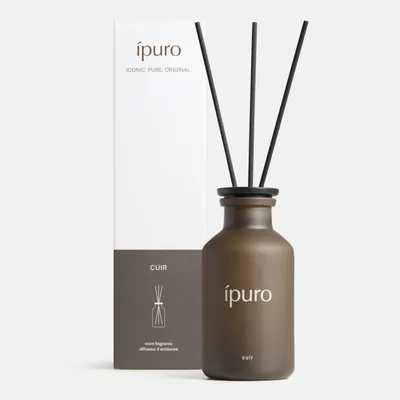 Productafbeelding van ipuro Classic kamerparfum met stokjes, geur: CUIR, 240ml - Kamerparfum met citrusnoten