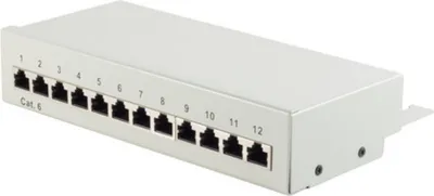 Produktbild von Patchpanel Patchfeld Cat.6, 12-Port lichtgrau