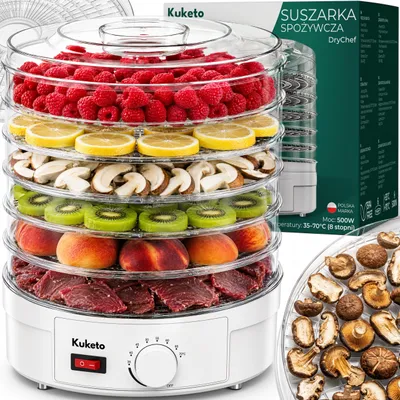 Produktbild von Kuketo DryChef | Dörrautomat für Pilze, Obst, Gemüse und Kräuter – 500 W – 6 Etagen – 35–70°C