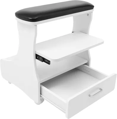 Productafbeelding van Mobiele Voetensteun - Voetenbad Kruk - Pedicure Thuis - Met Remmen - 52 x 41 x 55 cm - Zwart
