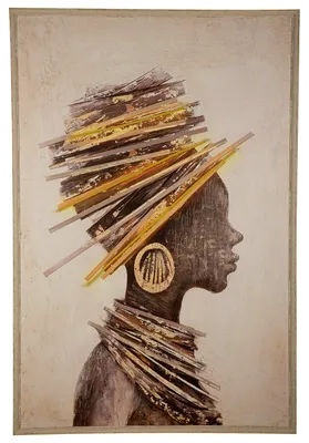 Produktbild von Gilde Bild (LED), rechteckig, "Milele", Fraumotiv, Leinwand, beige, braun, VE 1, L. 4 cm, B. 83 cm, H. 123 cm 71985