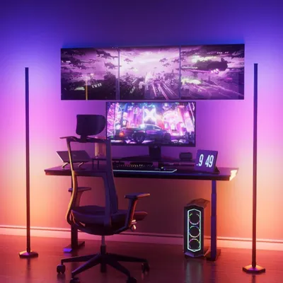 Produktbild von WISIMMALL 2 Stück RGBIC LED Stehlampe Wohnzimmer Dimmbar, 170cm Standleuchte mit Fernbedienung＆APP, Ecklampe mit 16 Millionen Farben und 300 Szenenmodi für Spielzimmer, Schlafzimmer - mit Musik-Sync