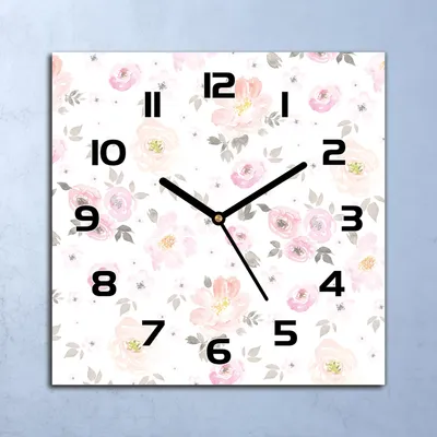 Produktbild von Wanduhr Echt-Glas-Küchenuhr Vintage Blumenmuster Quarz 30x30 Deko Bilder
