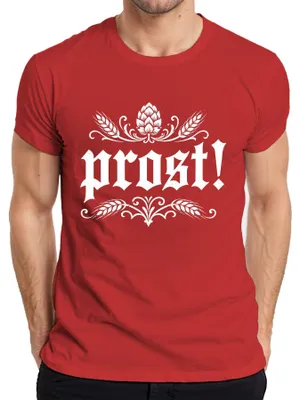Zdjęcie produktu dla Prost! Festiwal piwa, , zabawa, spodnie skórzane, sukienka ludowa, koszulka męska, czerwona, rozmiar M
