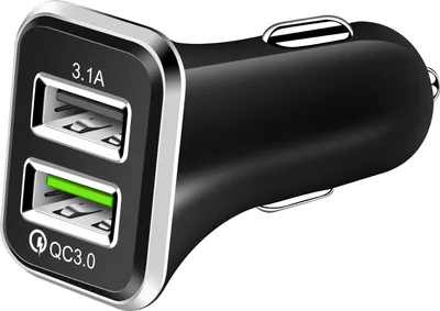 Produktbild von SOONTEC Autoladegerät (Schwarz) Schnellladeadapter Autosteckdose zu USB 3.1 A/   USB für Zigarettenanzünder Autoladegerät KFZ Ladegerät 2x USB PD Quick Charge 3.0 für iPhone 15 / 14 / 13 / 12 / 11 / Pro / Pro Max / Mini / Galaxy S20 / S21