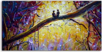 Produktbild von Coloray Acrylbild 120x60  Wandbild Acrylbilder Deko Malerei Bäume Wald Paar Liebe