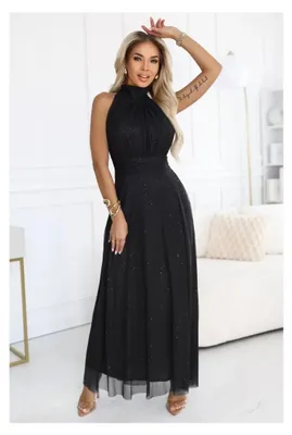 Immagine prodotto di Numoco abito da sera Veronica maxi abito da festa, nero con glitter, taglia XS-L