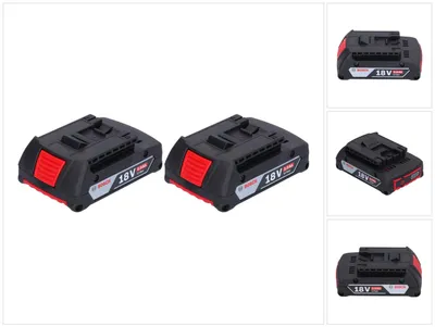 Zdjęcie produktu dla Zestaw akumulatorów Bosch 2x GBA 18 V 2,0 Ah / 2000 mAh akumulator litowo-jonowy wsuwany ( 2x 1600Z00036 )
