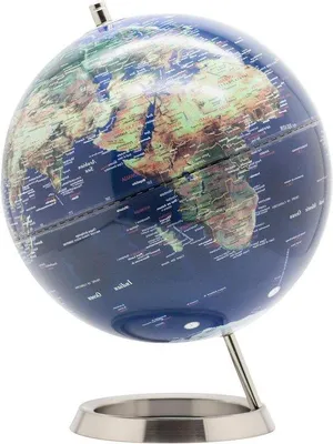Produktbild von Marineblaues Standglobus aus Edelstahl 25cm