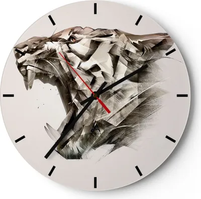Produktbild von Wanduhr - Rund - Glasuhr - tiger tier - 40x40cm - Schleichendes Uhrwerk - Lautlos - zum Aufhängen bereit - Dekoration Modern - Wanddekoration aus Glas - C3AR40x40-4113