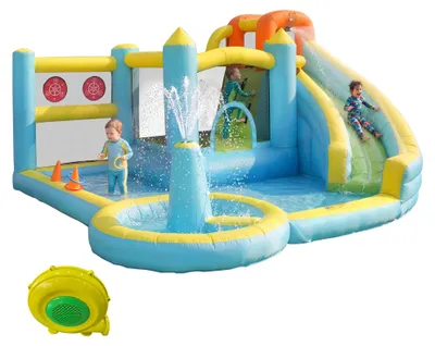 Zdjęcie produktu dla Dmuchany park wodny dla dzieci – dmuchana zjeżdżalnia wodna i basen, dmuchany zamek wodny z dmuchawą, 430 x 390 x 210 cm, do ogrodu i na zewnątrz