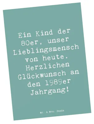 Produktbild von Mr. & Mrs. Panda Grußkarte Spruch 1989 Geburtstag - Meeresbrise - Geschenk, Ansichtskarte, Geburtstagsgeschenk, Postkarten, bildkarte, Fotokarte, Jahrgangsgeschenk
