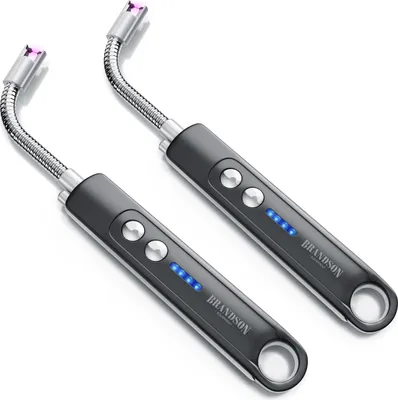 Produktbild von Brandson 2x Feuerzeug elektrisch, Lichtbogen Stabfeuerzeug, USB aufladbar, Kerzenanzünder für Küche, Kerzen, Gasherde, Grill, Kamin, 2er Set