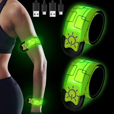 Productafbeelding van Led armband oplaadbaar - Set van 2 - Fluorgroen