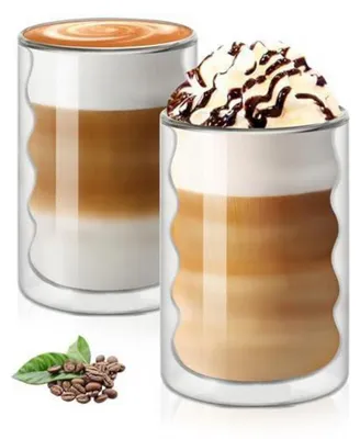 Produktbild von Espressotassen 375ml, 2er Set, doppelwandiges Thermoglas für Latte Macchiato, Cappuccino, Tee, Kaffee