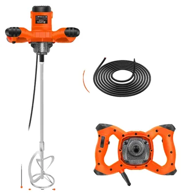 Imagen del producto de Mezcladora de cemento eléctrica, 6 niveles de velocidad, diseño ergonómico, color naranja