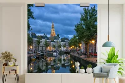 Productafbeelding van Grachtenpaneel - Decoratief fotobehang met grachtenmotief, 260 x 260 cm