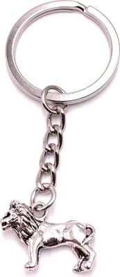 Produktbild von Onwomania Schlüsselanhänger Stehender Löwe Männlich Silber Metall Anhänger Charm