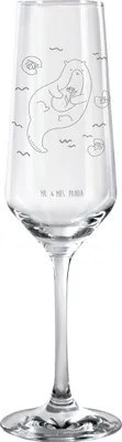 Produktbild von Mr. & Mrs. Panda Proseccoglas Otter Seerose - Transparent - Geschenk, Glas, Wasser, Seeotter, Sektglas, Kelchglas, glücklich, Sektkelch, Fluss, Champagnerglas, Trinkglas