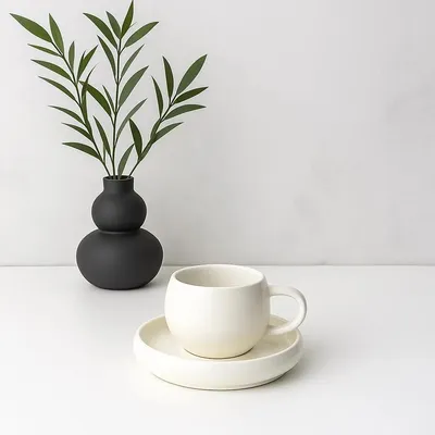 Produktbild von Chubby Kaffeetassen Set 200 ml, 6 Tassen mit 6 Untertellern