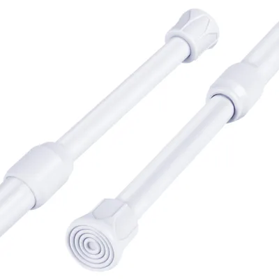 2er-Set ausziehbare Vorhangstangen 40-70 cm, Spannstangen, weiß