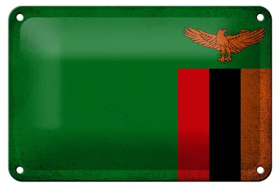 Produktbild von Blechschild Flagge Sambia 18x12cm Flag of Zambia Vintage Dekoration
