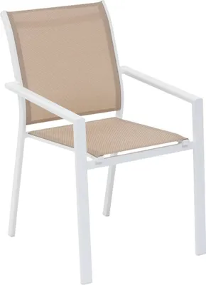 Produktbild von Garten-stapelsessel "essentia" leinen &amp weiß aus epoxybehandeltem aluminium  - Hespéride