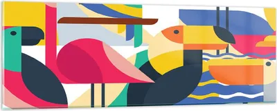 Produktbild von Bilder auf glas - Vogel Abstraktion - 90x30cm - Glasbilder - Wandbilder - Kunstdruck - zum Aufhängen bereit - Wanddekoration aus Glas - Glas Bilder - Wandbild auf Glas - Einteilig - GAB90x30-3747