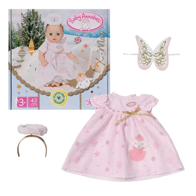 Produktbild von Baby Annabell Weihnachtskleid 43cm - rosa Puppenkleid mit Flügeln und Haarreif