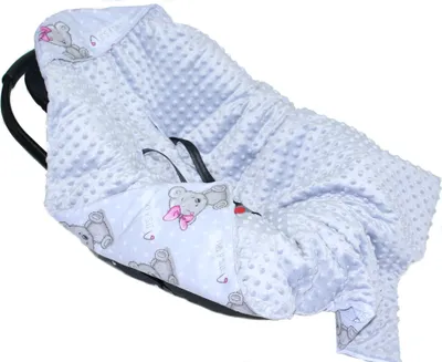 Produktbild von Baby Wende Einschlagdecke MINKY mit Kapuze 90x90 cm Babyschale Decke Zweiseitig 23. EI23