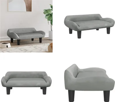 Produktbild von vidaXL Hundebett Hellgrau 70x40x24 cm Samt - Hundebett - Hundebetten - Hundesofa - Haustiersofa