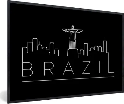 Produktbild von MuchoWow® MuchoWow® Gerahmtes Poster Stadtbild "Brasilien" auf schwarzem Hintergrund 60x40 cm - Poster mit zchwarzem Bilderrahmen - Printing - Wanddeko Schlafzimmer