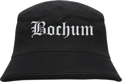 Produktbild von Bochum Fischerhut - Altdeutsch - bestickt -  Bucket Hat Anglerhut Hut Schwarz L/XL