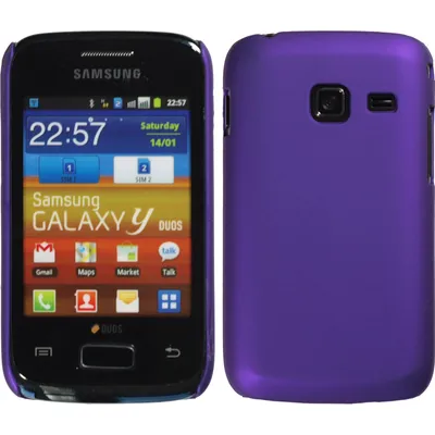 Produktbild von PhoneNatic Case kompatibel mit Samsung Galaxy Y Duos - Hülle lila gummiert Hard-case + 2 Schutzfolien