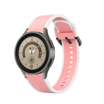 Produktbild von SYSTEM-S Armband 20 mm aus Silikon für Samsung Galaxy Watch 5 4 Smartwatch Neon Schwarz