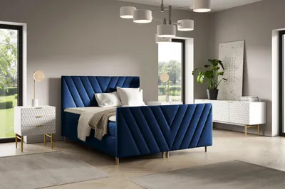 Obrázek produktu pro Kontinentální postel 180x200 ANAMARI PLUS - tmavě modrá + topper