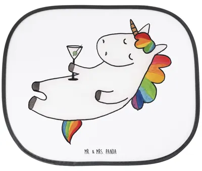 Produktbild von Mr. & Mrs. Panda Sonnenblende Auto Einhorn Cocktail - Weiß - Geschenk, Spaß, Spruch, Lustig, Sonnenschutz, Autoscheibe, Fürs, Unicorn, Geburtstag, Caipirinha, Fenster