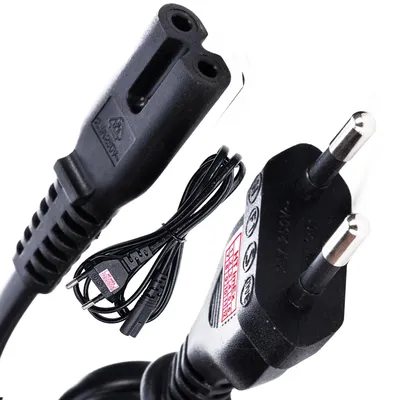 Produktbild von Stromkabel Euro Netzkabel EU Stecker 1,5m 2 PIN Strom Anschluss Kabel Schwarz