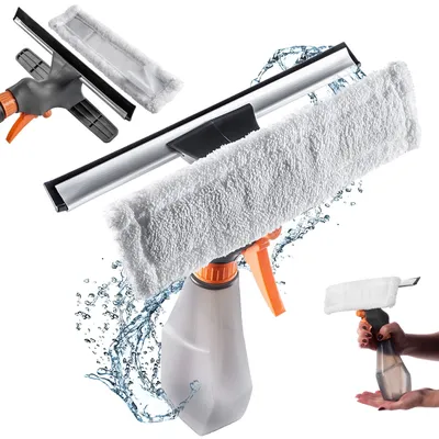Produktbild von KADAX Fensterreiniger mit Spülflasche, Kompakter Fensterputzer mit Mikrofaserpad 250 ml